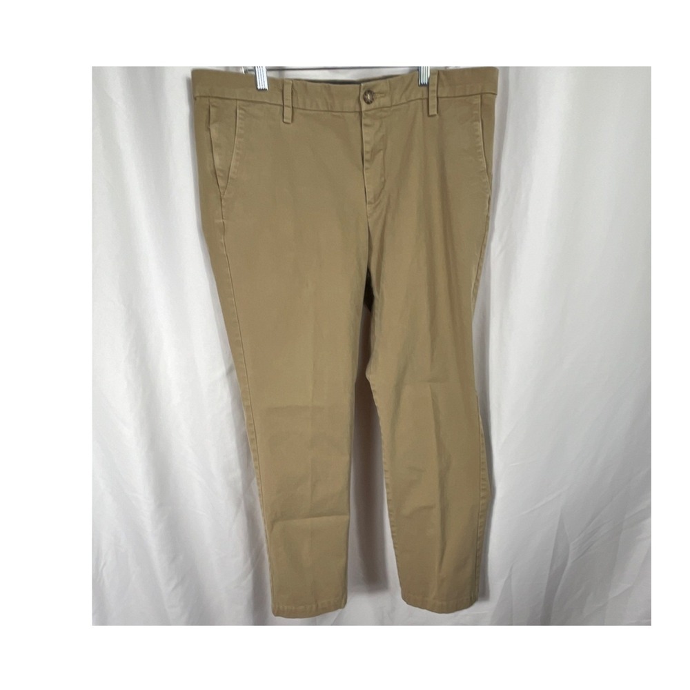 Dockers Men's Beige Cotton Twill Chino Slim‎ Tapered Flat Front Pants 38W/30L